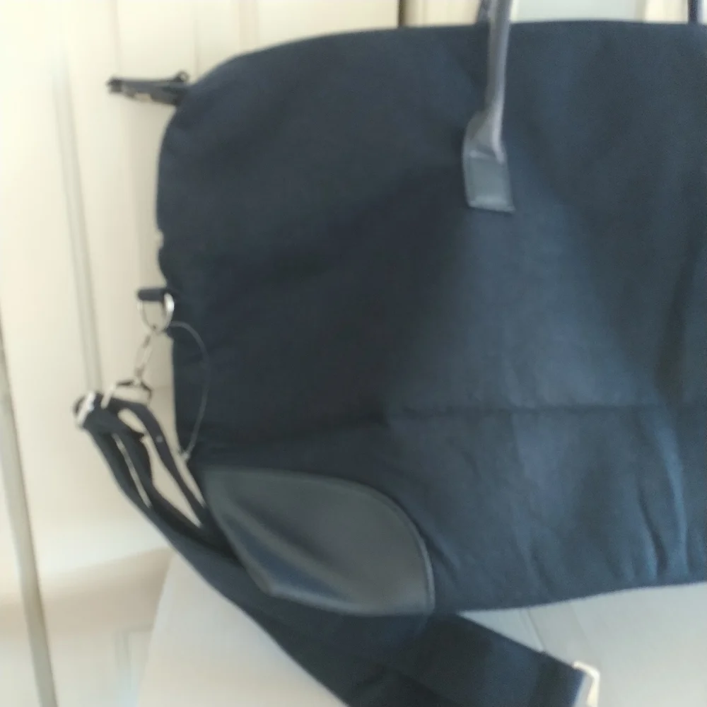 DSW Navy Felt Weekender Tote Luggage Travel Bag - Picture 4 of 11